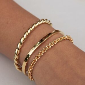 3 gold bracelets